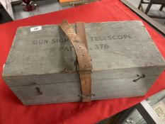 World War Two: Gun sighting telescope Patt G376 7x50, Canadian Kodak Company Serial No. 2024, boxed.