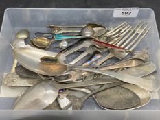 Norwegian Silver: Enamelled spoons and pickle fork, 800 and above, makers include Marthinsen,