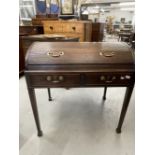 Late 18th/early 19th cent. Cylinder/tambour top bureau with green leather interior. (Tambour needs