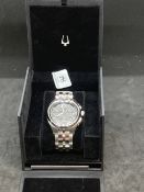 Watches: Bulova Curv 96A186 stainless steel watch, boxed with purchase receipt.