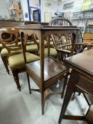 19th cent. Mahogany gentleman's washstand with two shelves, galleried top and a single drawer on