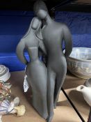 20th cent. Ceramics: Royal Doulton Black Parian "Lovers" figurine H.N. 2763.
