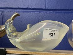 20th cent. Studio Glass: Iridescent shell shaped bowl, bearing signature to base, Daum Nancy. 6ins.