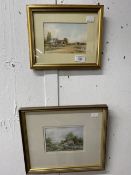 English School: Watercolours in glazed oak frames possibly by David Newton, a pair. Countryside