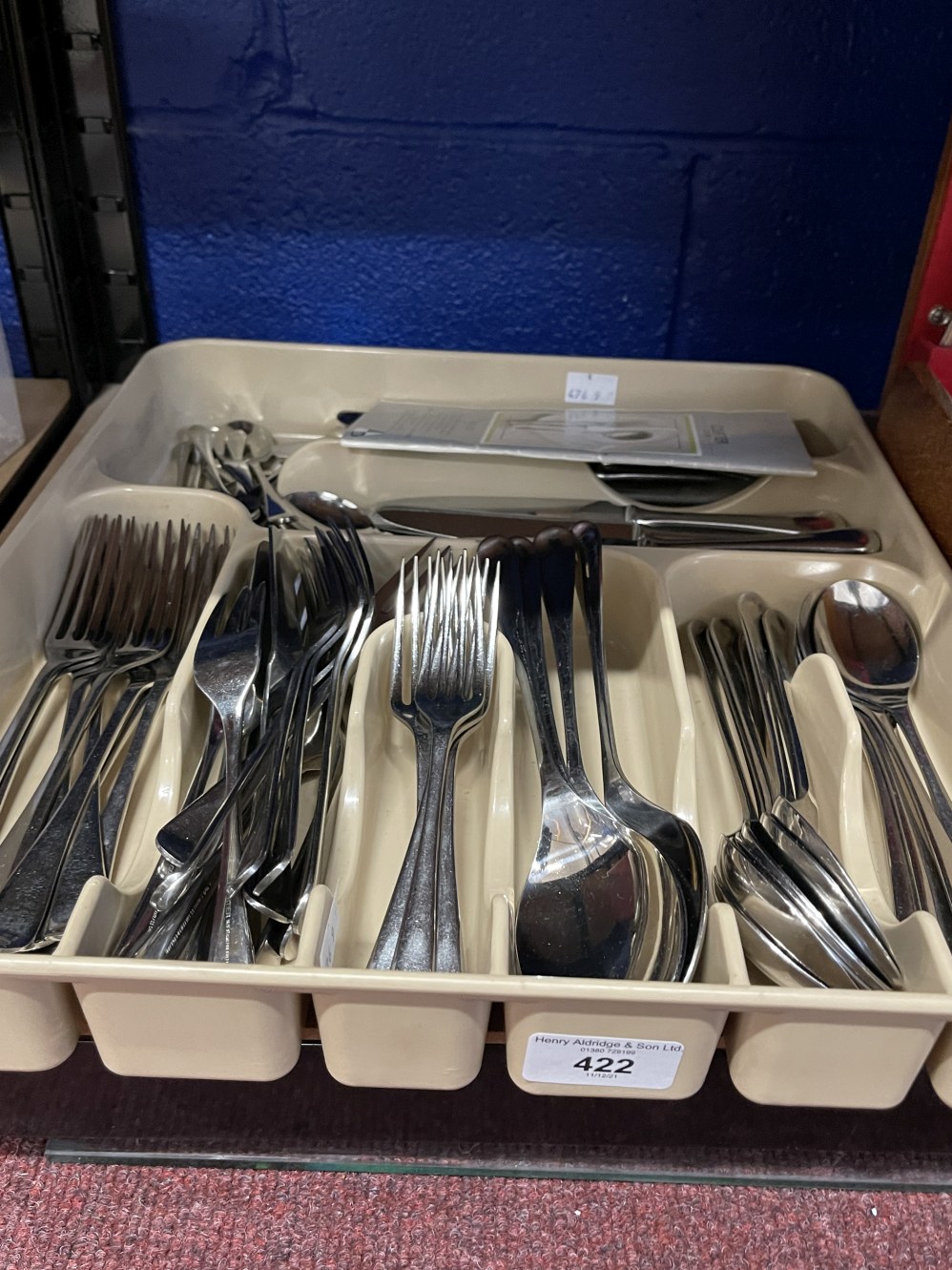 20th cent. Plated Robert Welch designed Courtier Premier flatware, dinner knives x 7, forks x 8,