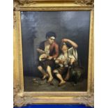 19th cent. Italian Naples School: Oil on canvas, two young boys eating grapes. 12ins. x 15ins.