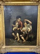 19th cent. Italian Naples School: Oil on canvas, two young boys eating grapes. 12ins. x 15ins.