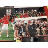 Football: Colour, some silver gelatin, Manchester United Treble season on Bus, after UEFA etc. (