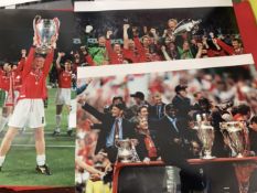 Football: Colour, some silver gelatin, Manchester United Treble season on Bus, after UEFA etc. (