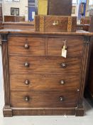 19th cent. Mahogany chest of two over three drawers. 42ins. x 22ins. x 43ins.