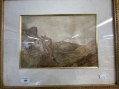 19th cent. English School. Watercolour of a mountain scene signed Philip Mitchell bottom left.