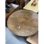 19th cent. Circular oak side table on tripod support. 35ins.