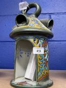 Ceramics: Gouda candle lamp c1919 date mark to base '1040 Kreta'.