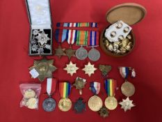 Militaria: Irish Guards, medals and insignia, WWII group awarded to K.J Whatling, war medal, defense