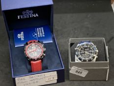 Watches: Lorus RW617AX9 with box and papers, plus a Festina with box and papers.