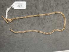 Hallmarked 9ct gold watch Albert curb links. Length 15¾ins. Weight 12.7g.