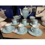 20th cent. Ceramics: Wedgwood 'Fieldfare' coffee set, coffee pot, creamer, sugar bowl, six cups