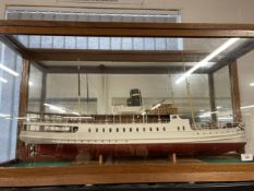 Models: Treen model of the steamship Bohuslän in large oak glazed presentation case. 40ins. x 21ins.