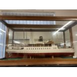 Models: Treen model of the steamship Bohuslän in large oak glazed presentation case. 40ins. x 21ins.