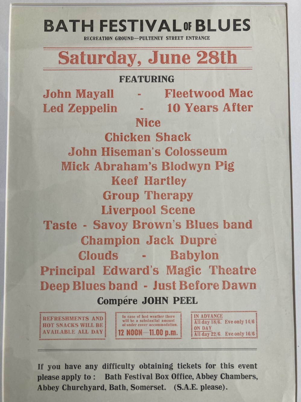 Music: 1969 Bath Festival of Blues flyer poster featuring Led Zeppelin and Fleetwood Mac, plus the - Image 2 of 3