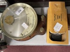 Scientific Instruments: Ampere meter Woodhouse & Rawson, brass cased Becker treen cased plus