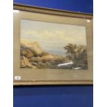 English School in the manner of W. Turner, watercolour Luccombe Chine, Isle of Wight, signed W.