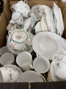 19th cent. Ceramics: BRC Moliere coffee cups, sugar bowl and cover, creamer, plates. Plus a large