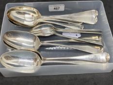 English Silver: Flatware table and dessert spoons, George Adams 1851-52 London. Approx. 21.8oz.