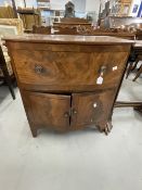 19th cent. Mahogany bow fronted bedside commode, single drawer over two doors. 25ins. x 16ins. x