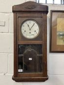 Clocks: 1930s Fontenoy & Fontenay oak wall mounted clock. 29ins.