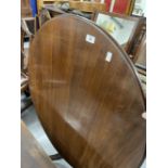 19th cent. Mahogany tripod table with restored round top. 31ins. x 28ins.