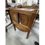 18th cent. Light mahogany galleried washstand tray top commode with square supports. 21ins. x 19ins.