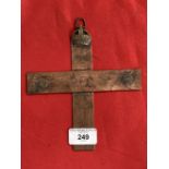 Royal Flying Corps: rare WWI trench art cross impressed '1915 RFC St. Omer 3 Sqn'. 7ins.