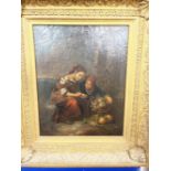 19th cent. Italian Naples School: Oil on canvas, Fruit Sellers. 11ins. x 15ins.