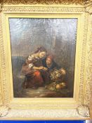 19th cent. Italian Naples School: Oil on canvas, Fruit Sellers. 11ins. x 15ins.