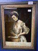 Early 19th cent mezzotint prints on glass, Lady's Maid Soaping Linen, and Domestic Employment