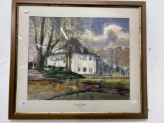Pictures & Prints: 1983, watercolour, Wolfgang Heissrieg, 'Taurus House Herford'. Signed bottom