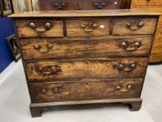 Late 18th/early 19th cent. Mahogany chest of three over three drawers of good colour on bracket