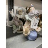 20th cent. Ceramics: Lladro Having a Ball, Clown figure & Lladro Unicorn from Fantasy series A/f.