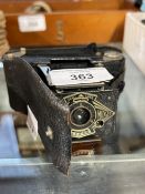 Cameras: Ensign Midget camera in leather case with R. H. Moore Chemists 29 Belvedere, Bath label