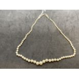 Jewellery: Single row of (83) graduated cultured pearls, size of pearls 2.5mm to 8mm, with a