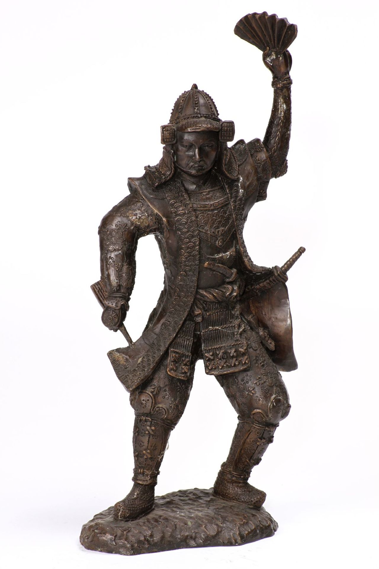 Samurai mit Rüstung, Bronze, dunkelbraun u.