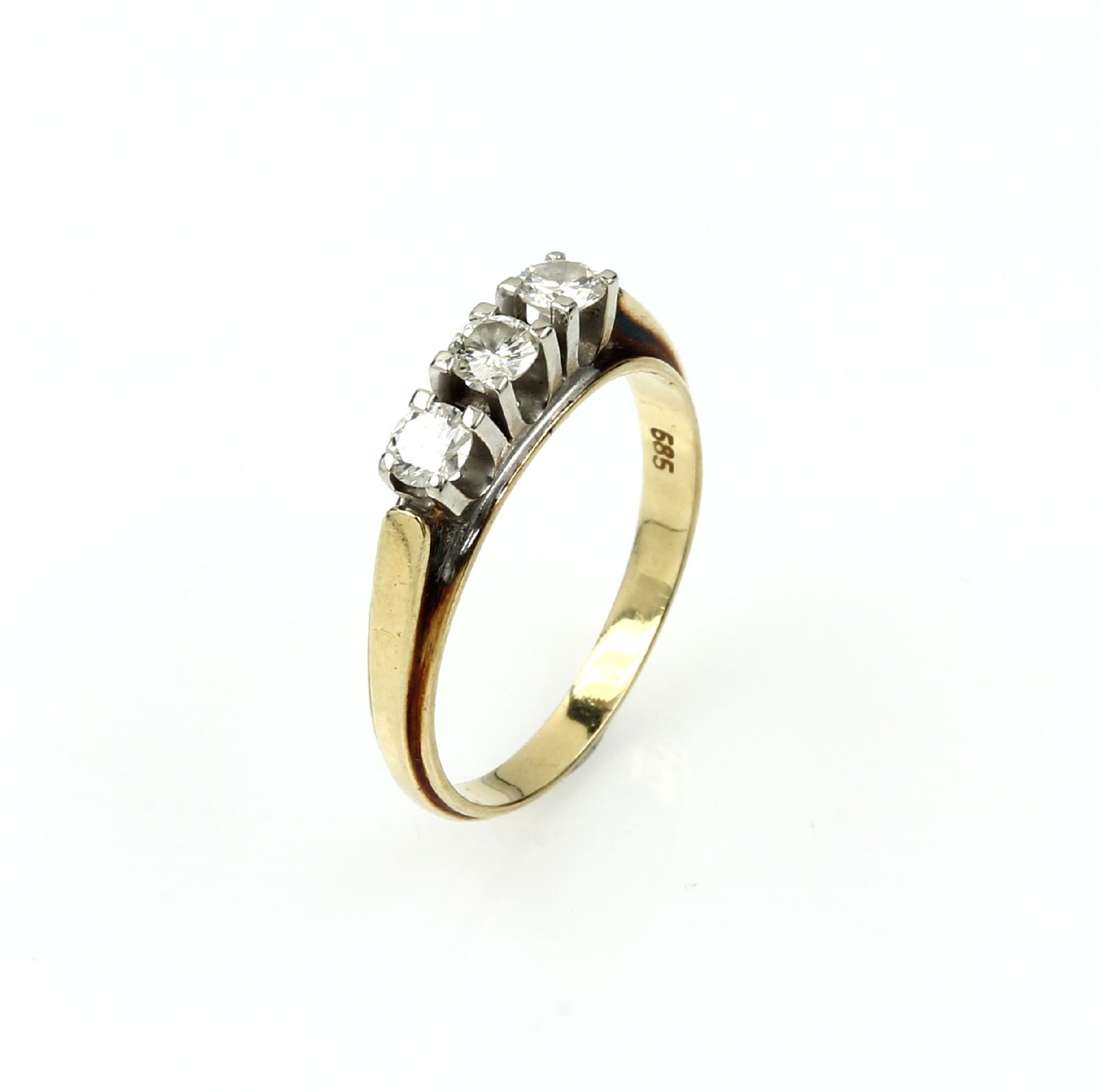 14 kt Gold Ring mit Brillanten, GG/WG 585/000, in WG