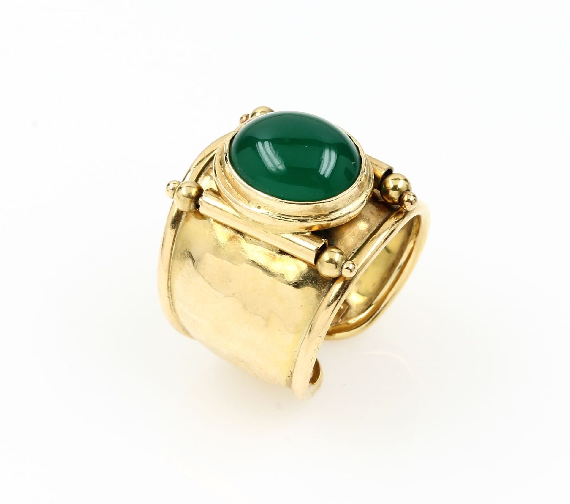 18 kt Gold Designer Ring mit Chrysopras, GG 750/000,