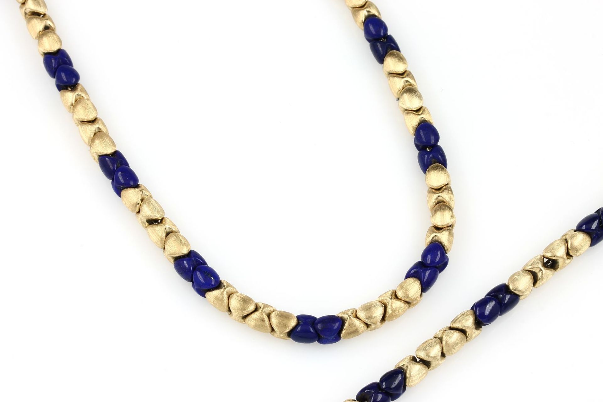 14 kt Gold Schmuckset mit Lapislazuli, GG 585/000, best.