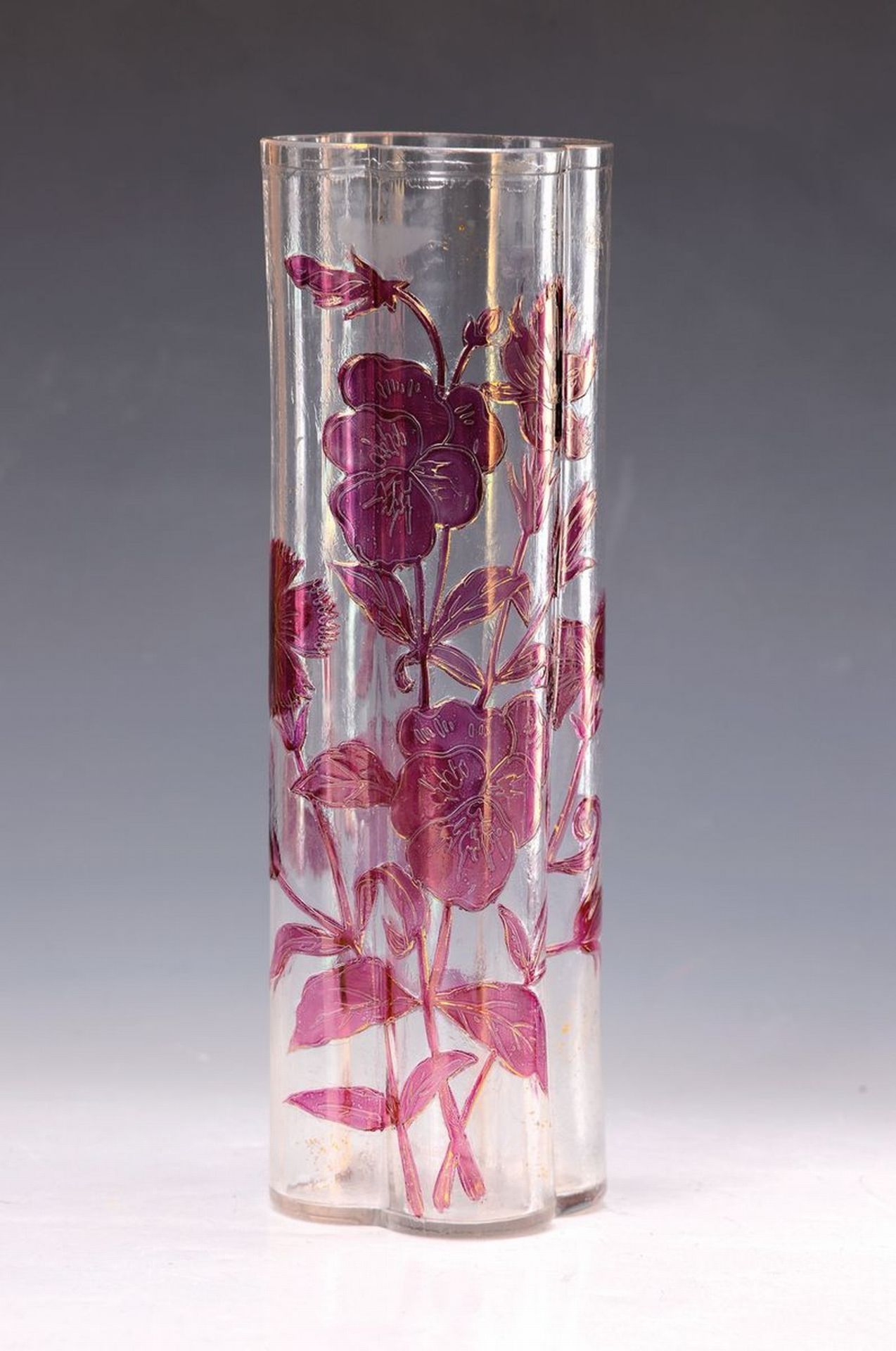 Vase, Frankreich, um 1910, farbloses Glas in