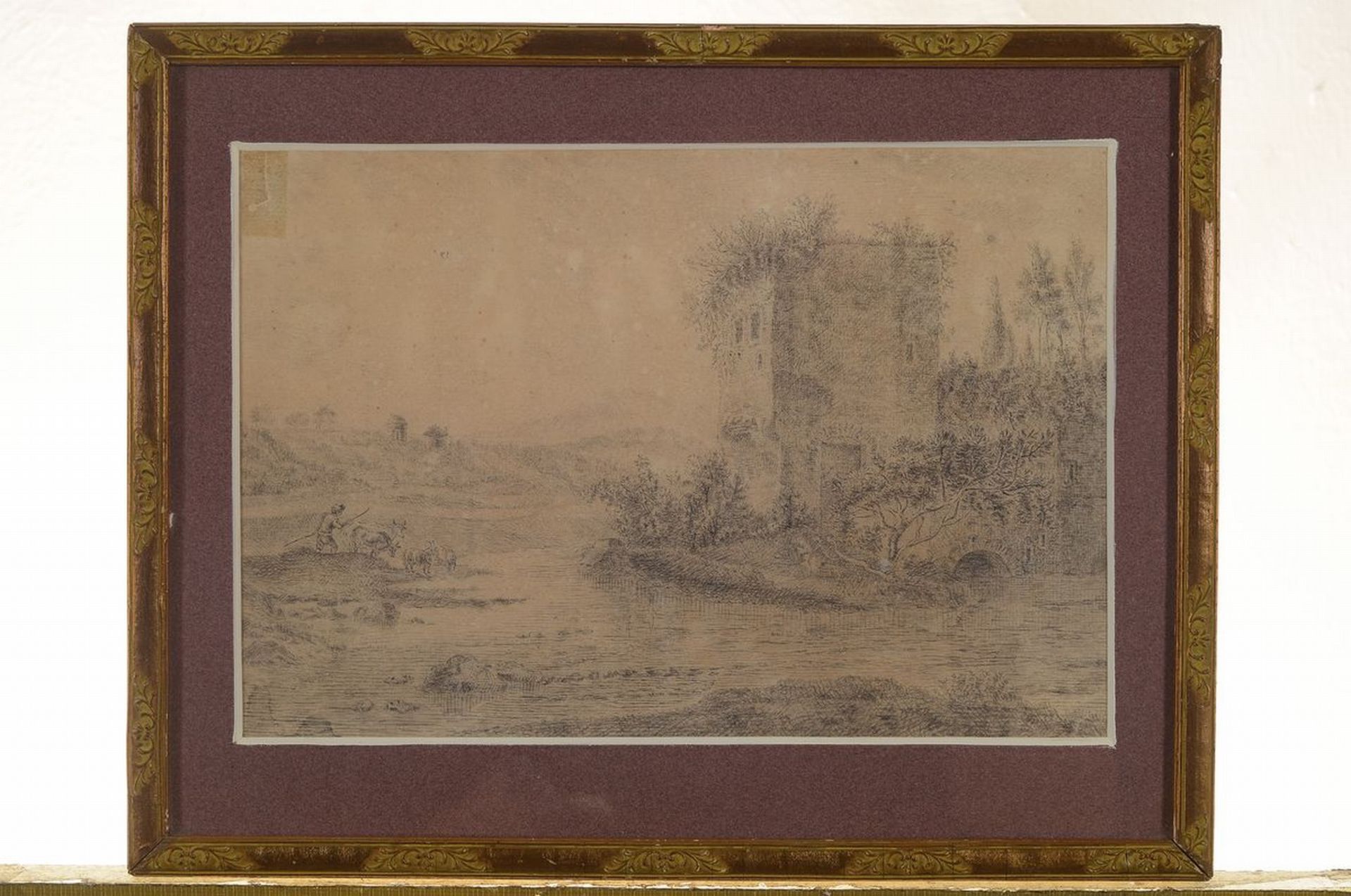englischer Künstler, um 1830, ideal. Landschaft mit Hirte - Image 2 of 2