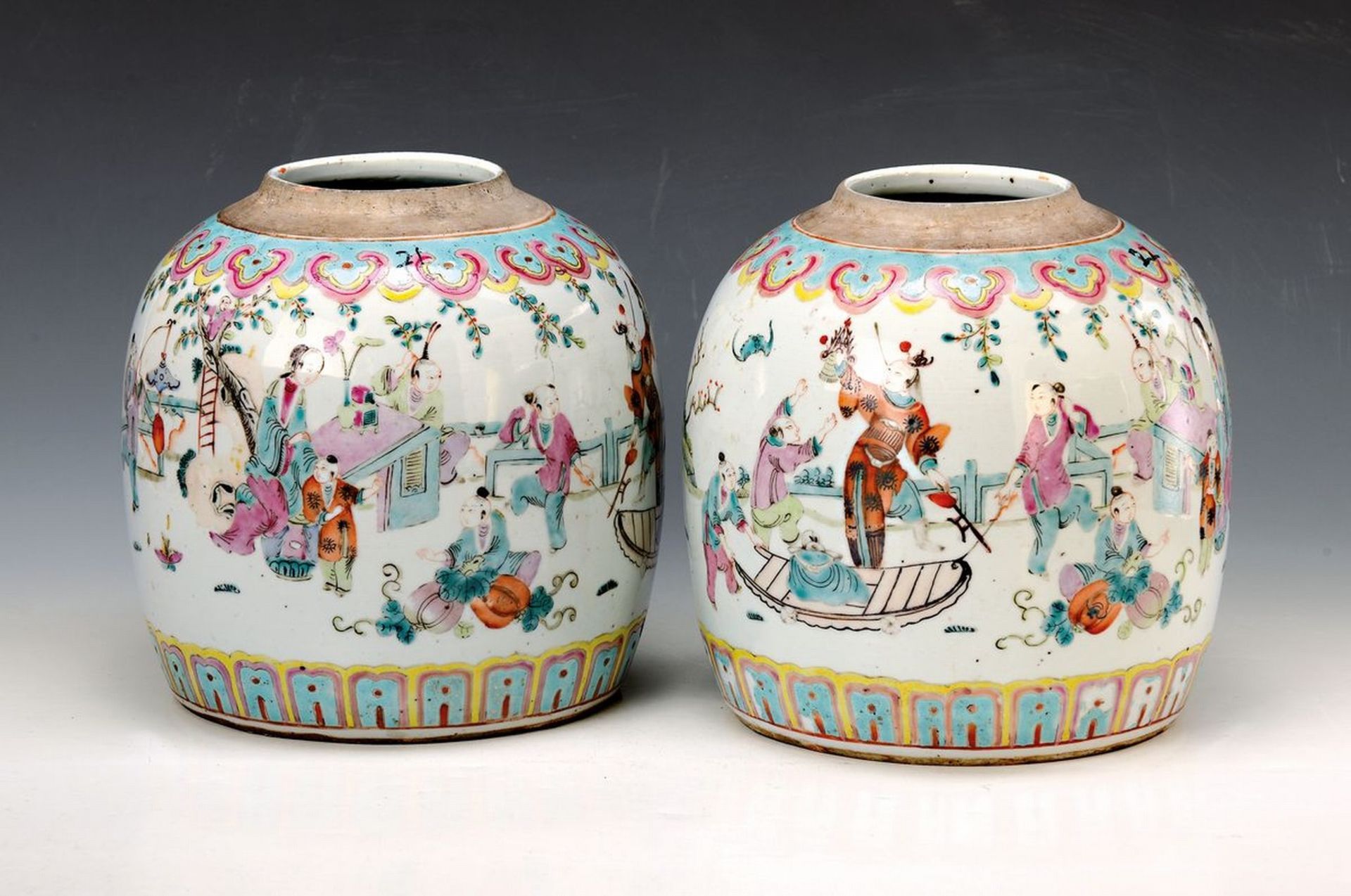 Paar Ingwertöpfe, China, um 1870/80, Porzellan,