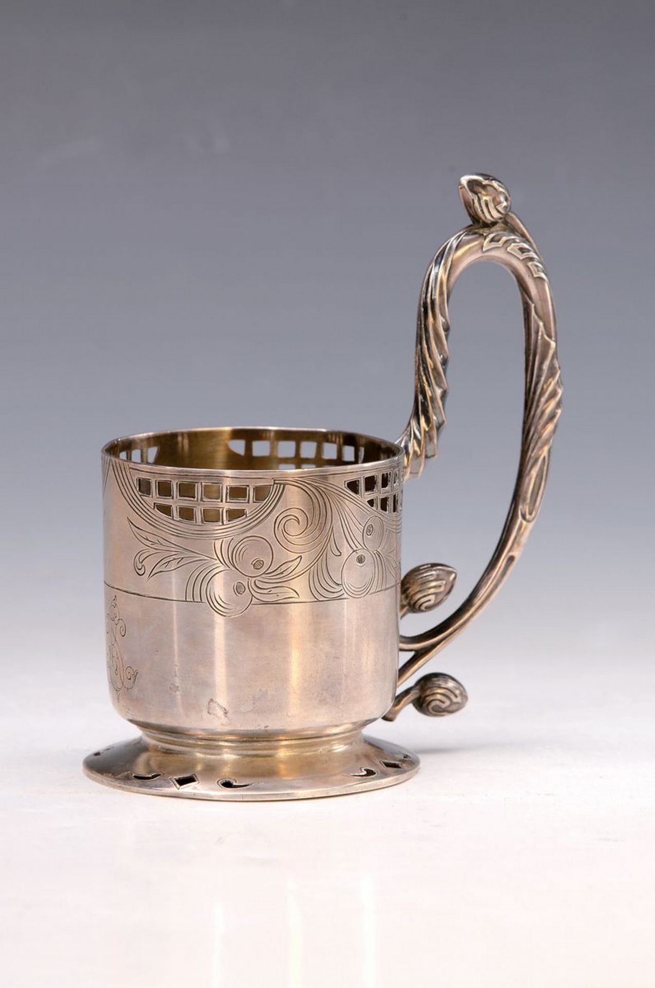 Teeglashalterung, Jugendstil, Silber, H. 14.5 cm, ca. 195