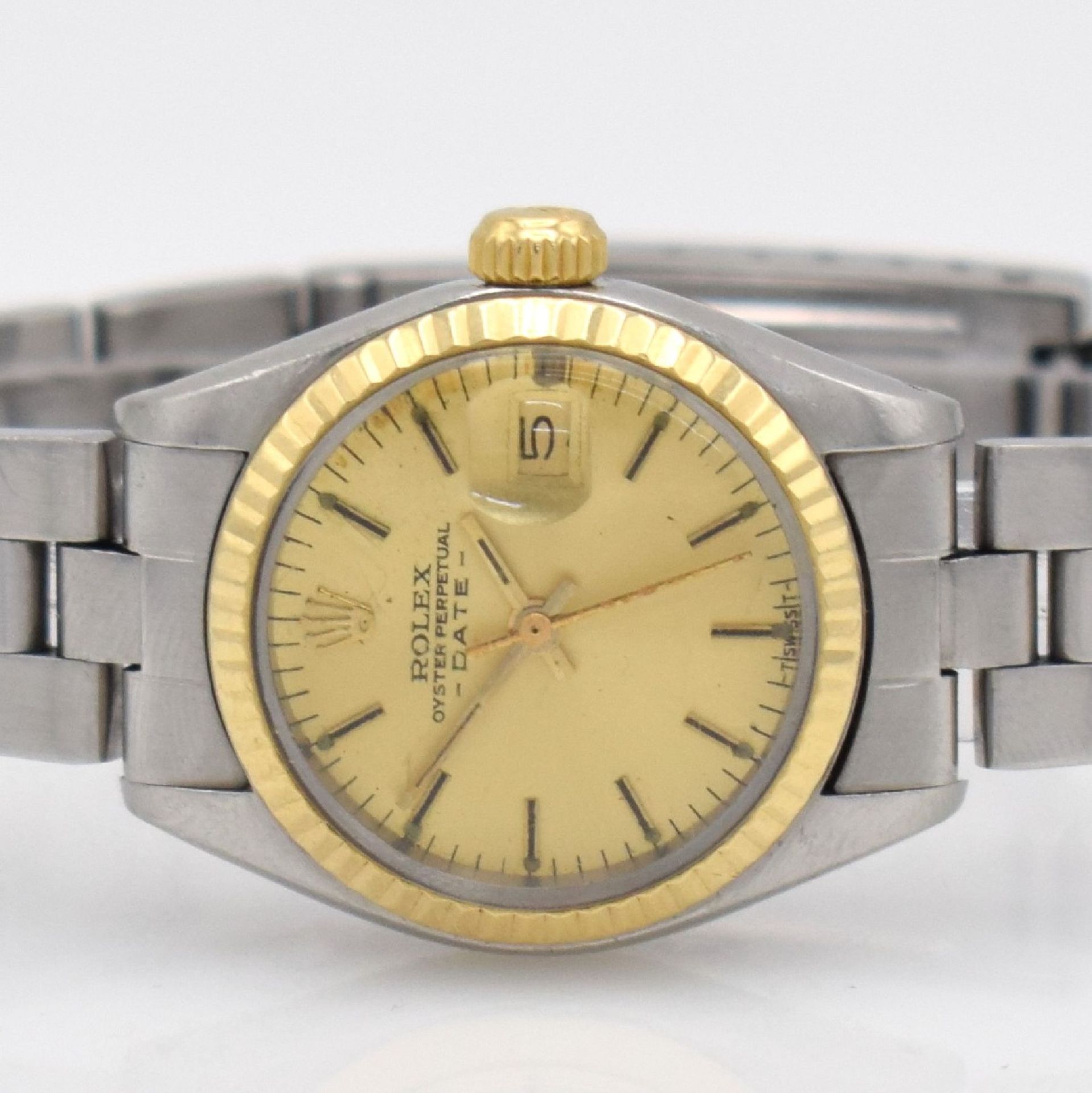 ROLEX Date Damenarmbanduhr in Stahl/Gold, Schweiz um - Bild 2 aus 7